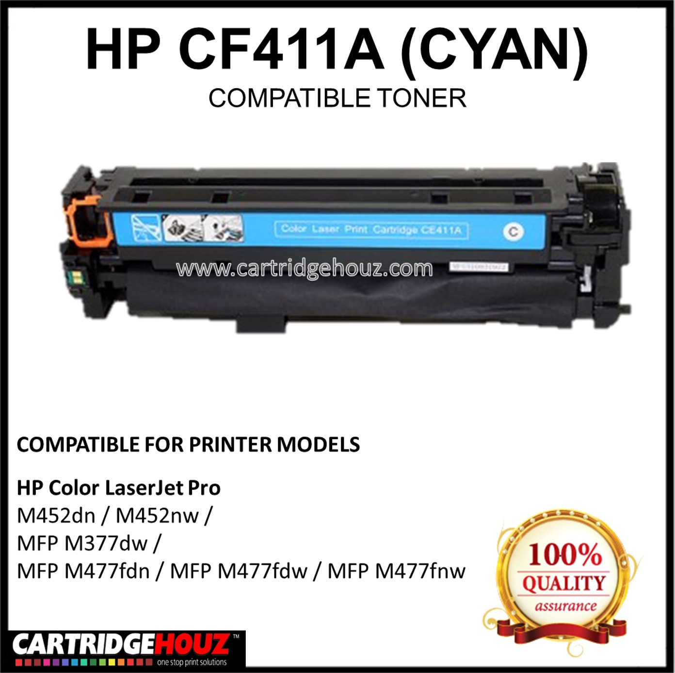 Compatible HP CF411A (410A) (Cyan) Laser Toner Cartridge for HP Color